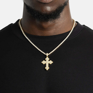Silver Moissanite Medium Eternity <b>Cross</b> Pendant Yellow Tone Hip Hop Statement Necklace Luxury Jewelry <b>Charm</b> <b>cross</b> necklace - Product Image 1