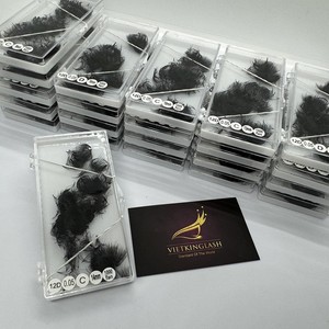 ขนตาปลอมแบบพัดสำเร็จรูป 10D-20D สีดำด้านนุ่ม CC/DD/M/LD Curl Mega ขายส่งจากโรงงาน - Product Image 1
