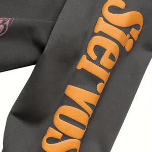 Sudadera con Capucha de Moda Urbana para Hombre, Lavada, con Estampado Puff y Transferencia Térmica Digital, Felpa Antibolitas - Product Image 5