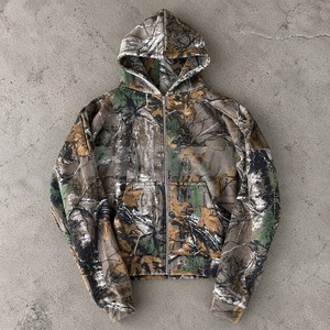 Sweat-shirt à capuche camouflage pour homme, fermeture éclair, coupe classique, respirant, en polyester tricoté, imprimé feuilles tactique, décontracté, pour l'automne - Product Image 3