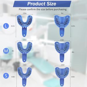Juego Profesional de 6 Bandejas de Impresión Dental de Plástico |   Kit de Bandejas de Plástico Rígido Perforadas de 3 Tamaños Mixtos, Superior e Inferior (Azul) - Product Image 2