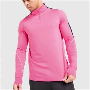 Camiseta Deportiva de Manga Larga para Hombre, de Alta Calidad, con Cierre de Cremallera 1/4, Transpirable, para Entrenamiento de Fútbol, Verano - Product Image 1