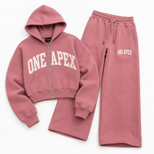 ชุดเซ็ตแทรคสูท ONEAPEX International สำหรับผู้หญิง สไตล์ไฮสตรีท ผ้าฟลีซบุซับใน ซิปฮู้ดดี้ กางเกงขายาวทรงกว้าง ผ้าฝ้าย 100% ทรงปกติ - Product Image 3