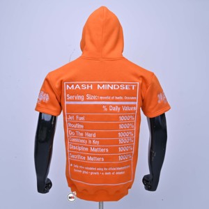 Mash Mindset <b>Men's</b> Orange Hooded Short Sleeve Sweatshirt Fleece Cotton Casual Streetwear <b>Pullover</b> with Front Pocket <b>Mens</b> Hoodies - Product Image 2