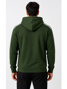 Sweat-shirt à capuche vert pour homme avec poche avant, broderie, écologique, respirant, coupe classique, décontracté, en polaire, pour l'hiver - Product Image 2