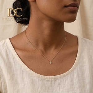 Collier tendance en or jaune massif 14 carats avec pendentif en diamant de laboratoire serti clos, taille ronde, bijou élégant pour femme - Product Image 6