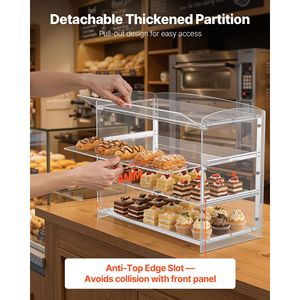 Vitrine à pâtisserie commerciale à 3 niveaux en acrylique transparent pour boulangerie, cuisine, fête et rangement de gâteaux - Product Image 5
