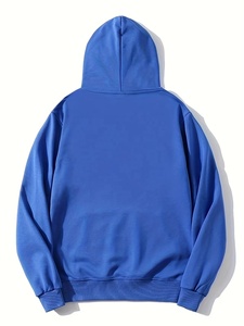 Sudadera con capucha azul oversize personalizada para hombre, con estampado 3D en relieve, estilo urbano unisex, de algodón, ajuste holgado, venta al por mayor - Product Image 3