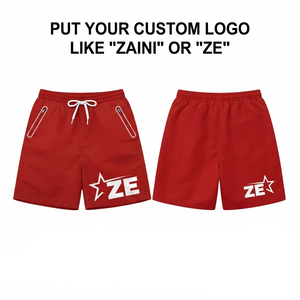 Premium 120 GSM Polyester/Nylon Men's Mid Waist Drawstring Closure Silk Screen Printed for Green <b>Athletic</b> Shorts - Product Image 1