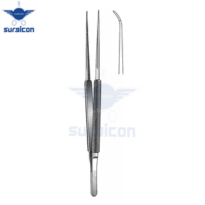 Pinzas de Sutura Microquirúrgicas Curvas de 18 cm / 7 Pulgadas con Punta Fina de 0.6 mm, Instrumento Microquirúrgico de Acero Inoxidable para Trabajo de Precisión - Product Image 2
