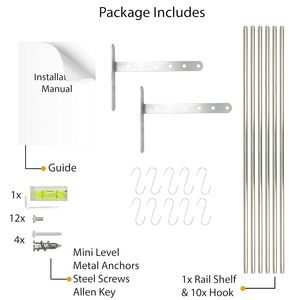 Stainless Steel Wall Shelf with <b>Hooks</b> for Hanging Pots Pans Chrome Finished <b>Kitchen</b> Organizer Rack - Product Image 4