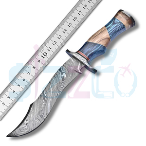 Cuchillo Bowie de Acero de Damasco Hecho a Mano de 13 Pulgadas con Mango de Madera y Funda de Cuero, Ideal para Caza y Camping, Regalo OEM Ideal para Él - Product Image 6