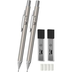 Confezione da 2 Matite Meccaniche in Metallo da 0,9mm per Studenti e Professionisti - Product Image 1