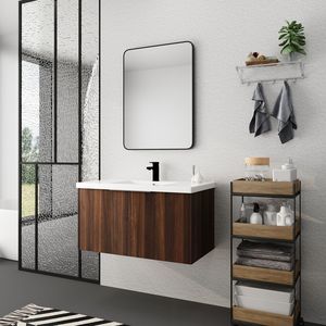 Mobile Bagno Moderno da 36 Pollici con Ante a Chiusura Ammortizzata, Montaggio a Parete e Lavabo, Design a 2 Ante 00636CAW (Imballaggio KD) - Product Image 4