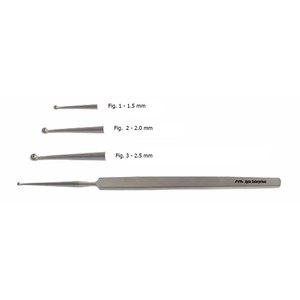 Fig.1 (1.5mm) Fig.2 (2.0mm) Fig.3 (2.5mm) Herramienta Oftálmica para Cirugía Ocular, Cureta Hebra Chalazion de 13cm de Longitud, Tamaños Personalizados Manuales - Product Image 1