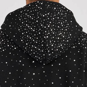 Sweat à capuche décontracté personnalisé en tissu French Terry avec strass, motif numérique uni surdimensionné - Fabrication OEM pour commandes en gros - Product Image 3