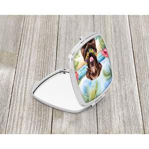 Espejo de maquillaje de mano plegable compacto Luau Labrador Retriever de Chocolate para mujer, espejo de maquillaje de bolsillo decorativo de viaje, regalo - Product Image 2