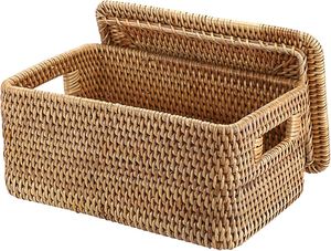 Cesta Rectangular de Ratán Simple y Duradera, Hecha a Medida, Artesanía Moderna Tejida a Mano, Ecológica, Multifuncional, para Organización y Almacenamiento Individual - Product Image 3