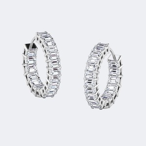 925 Sterling Silver <b>Emerald</b> Cut Lab Grown Diamond Earrings Women Luxury 3.60CTW Certified EF Color VS VVS Purity Wedding <b>Studs</b> - Product Image 1