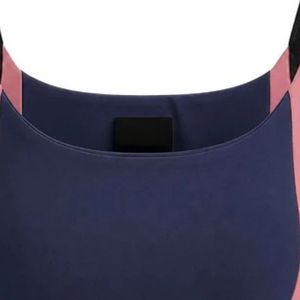 Top Deportivo Corto sin Mangas con Cuello Redondo para Mujer, Color Azul Marino y Rosa, Diseño de Bloques de Color, Ajustado, para Gimnasio, Entrenamiento, Fitness, Yoga - Product Image 2