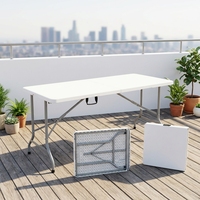 Table de camping pliable légère et moderne, table de pique-nique portable en plastique avec poignée de transport, mobilier d'extérieur