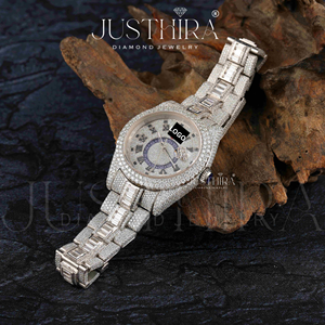 Best Premium Quality Stylish Moissanite Diamond Quartz <b>Watch</b> <b>Women</b> <b>Bracelet</b> Style Crystal Waterproof <b>Watch</b> Available Best Price - Product Image 4