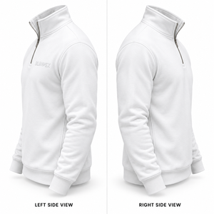 Sweat-shirt en molleton à col montant blanc pour homme, personnalisé, avec logo brodé 3D ton sur ton, OEM, marque privée - Product Image 4