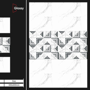 Azulejos de Porcelana con Acabado Brillante de Grado Arquitectónico, Formato Ancho de 300X600MM, Superficie Ideal para Interiores Modernos y Brillantes que Requieren Resistencia - Product Image 1