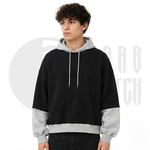 Sudadera con Capucha Personalizada para Hombre, Corte Regular, 100% Algodón, Diseño Color Block, Antiarrugas, 430 GSM, con Bolsillo, Fabricante OEM/ODM - Product Image 2