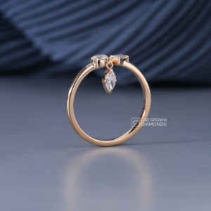 Anillo de Diamantes Cultivados en Laboratorio, Corte Baguette, Marquise y Redondo, Plata S925, Oro Amarillo, Lujoso, 3 Piezas, 0.4ct, Claridad EF+, Regalo para Mujer - Product Image 5