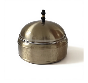 Plat de service rond en acier blanc avec poignées noires et bouton de couvercle, chauffe-plat pour table à manger, cuisine, restaurant - Product Image 3