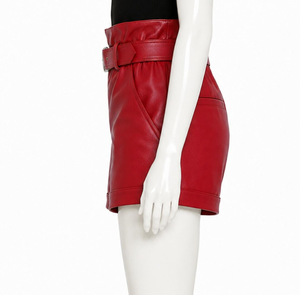 2026 Women Leather Shorts High Level Quality 25 Pcs MOQ Breathable Belt Shorts Pants - Product Image 3