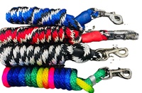Cuerda de plomo para caballos, nailon, 2,25 metros de largo, 15mm, cuerda de plomo, colores surtidos, broche pesado y abrazadera, viene con tapa final