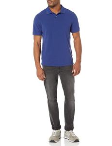 Polo de Manga Corta para Hombre, Algodón Piqué, Color Sólido, Casual, con Botones, Corte Regular, Azul - Product Image 2