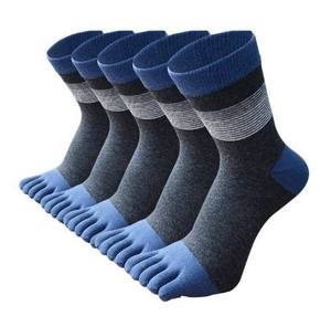 <b>Men's</b> 5 Toe Crew <b>Socks</b> <b>Striped</b> Knitted Cotton Spandex Breathable Daily Wear Spring Season Standard Thickness - Product Image 6
