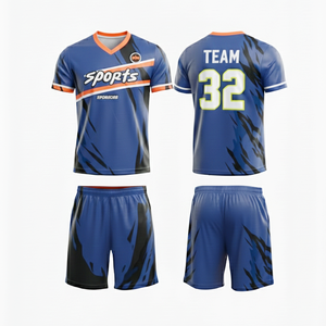 Uniforme de Fútbol en Oferta, 100% Poliéster de Secado Rápido, Azul Oscuro, Nombre del Equipo Personalizado a Precio de Fábrica, Conjunto de Camiseta y Pantalones Cortos - Product Image 3