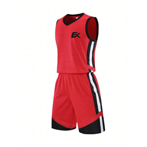 Ensemble de maillot de basket-ball sublimé personnalisé, débardeur sans manches rouge avec short, tissu respirant, coupe régulière, vêtements de sport pour adultes - Product Image 4