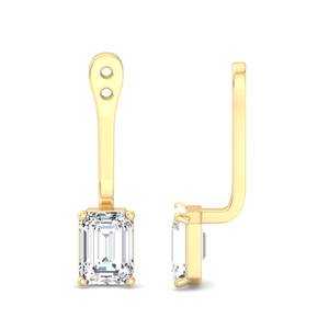 Componentes de pendientes colgantes minimalistas ajustables con diamantes de corte esmeralda en oro rosa de lujo para mujeres, joyería de moda. - Product Image 6