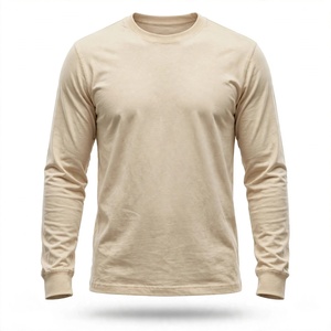 Camiseta de Manga Larga para Hombre, Cuello Redondo, 100% Algodón, Corte Regular, Color Liso, Tejido de Punto, Teñido Simple, Ecológico, Transpirable, de BD - Product Image 1