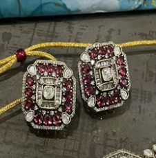 Hermoso Juego de Collar y Aretes de Moissanita Chapados en Oro de Diseño de la Mejor Calidad, Regalo para Bodas y Fiestas, Colección para Mujer - Product Image 2