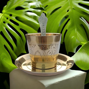 Ensemble de Panchpatra Antique en Laiton avec Achamani et Thali - Product Image 2