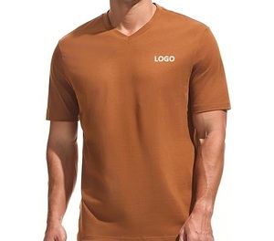 เสื้อยืดคอวีผู้ชาย ปักโลโก้ได้ แห้งเร็ว ระบายอากาศดี แขนสั้น ผ้าถัก 100% คอตตอน เป็นมิตรกับสิ่งแวดล้อม ดีไซน์เรียบง่าย - Product Image 3