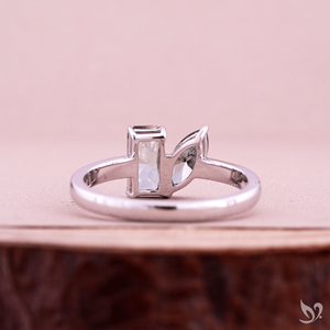 <b>Emerald</b> and Pear Cut Green Lab Grown Diamond Toi et Moi Engagement <b>Ring</b> 925 Sterling <b>Silver</b> Two Stone Minimal Ready To Ship <b>Ring</b> - Product Image 3