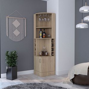 Armoire de bar d'angle Delhi avec huit casiers à vin intégrés et porte-verre Design à double porte Produit Kava - Product Image 1
