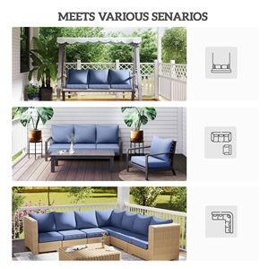 Set di 4 Cuscini Blu per Sedie da Esterno con Seduta e Schienale, Resistenti allo Sbiadimento, Set di Ricambio - Product Image 6