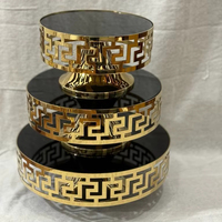 Ensemble de 3 supports décoratifs de luxe en métal doré, style Mid-Century Modern, pour buffet, mariage, centre de table Ramadan, présentoir d'hôtel
