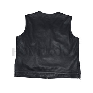 Chaleco de Motocicleta de Cuero Negro para Hombre, Chaleco sin Mangas con Botones para Uso Diario y de Viaje - Product Image 5