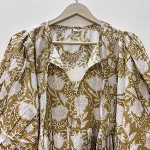 Vestido Casual Midi para Mujer, Tejido 100% Algodón, Liso, Manga Corta, Cintura Imperio, Estilo Babydoll, Cuello en V, Holgado, Funcional - Product Image 2