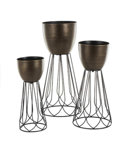 Grand pot de fleurs en métal de luxe avec support Pot de fleurs décoratif intérieur et extérieur pour la maison, le jardin et le bureau - Product Image 3