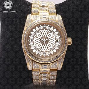 Charm_Jewells Luxury Yellow Gold <b>Watch</b> 40mm Round Dial Analog Quartz Movement Unisex Fashion Bracelet with Sapphire Window - Product Image 3